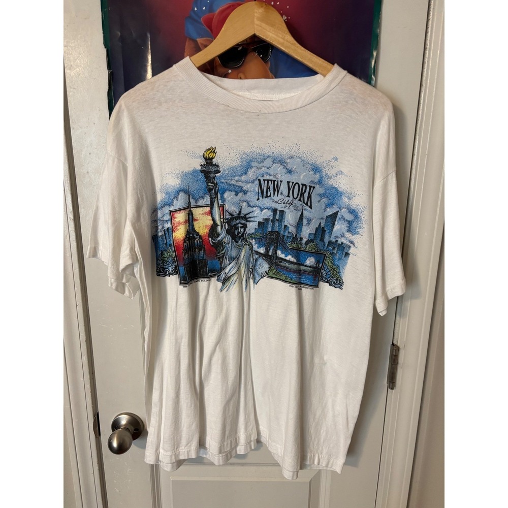 Vintage 90s New York City Statue of Liberty Souvenir T-Shirt White Single Stitch